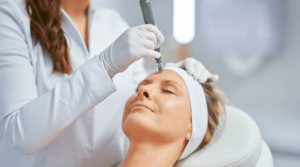 Medical microneedling facial treatment designed to improve skin texture, acne scars, and collagen at a Toronto clinic.